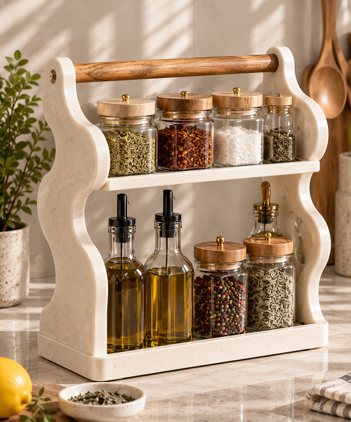 Ivory Oak Two-Tier Spice Organizer