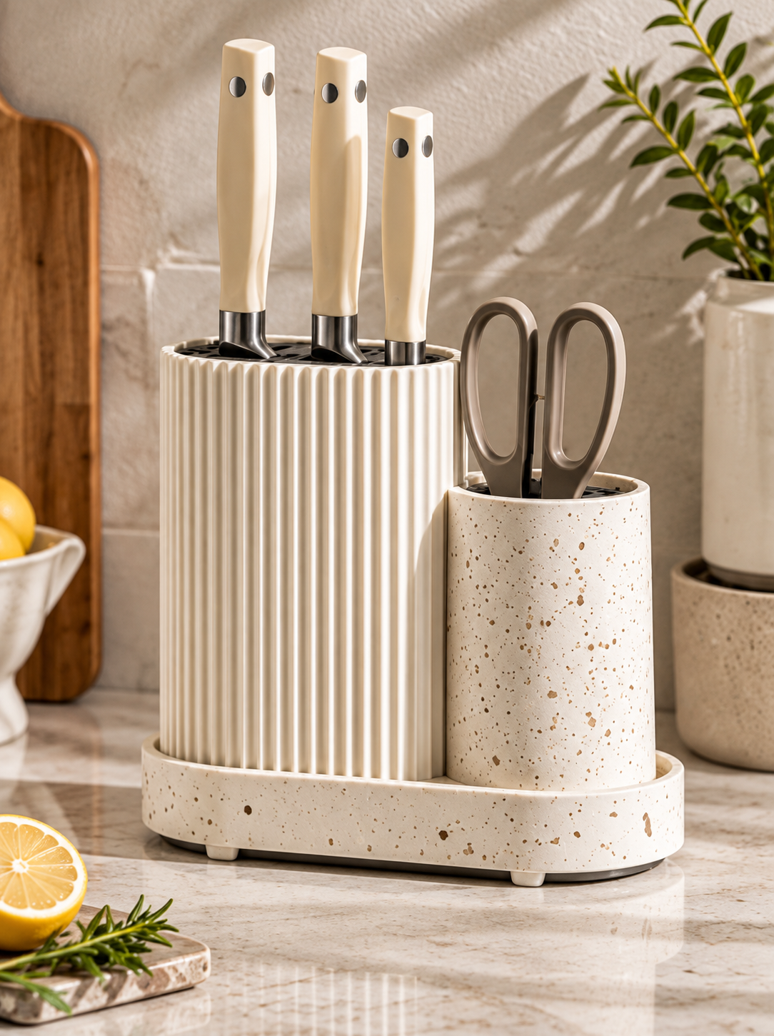 Fluted Stone Knife & Utensil Station