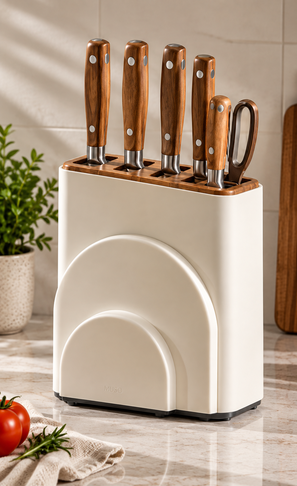 Walnut Arc Knife Storage Block